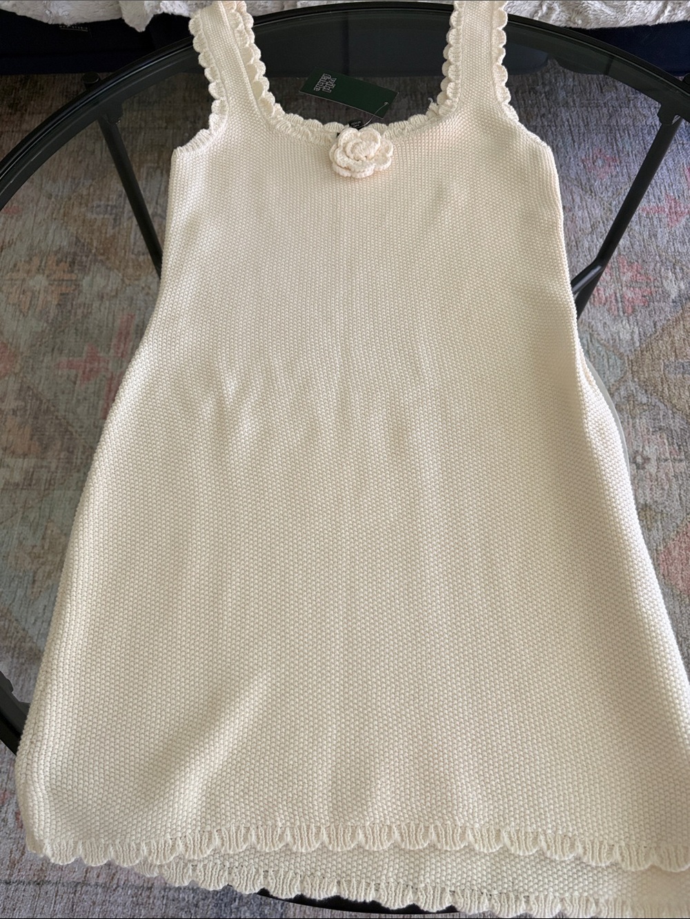 Wild Fable Cream Knit Dress with Floral Accent Size M